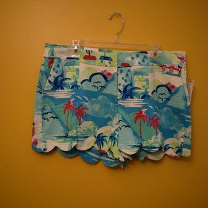 Crown & Ivy patterned shorts with scallop hem NWT 16